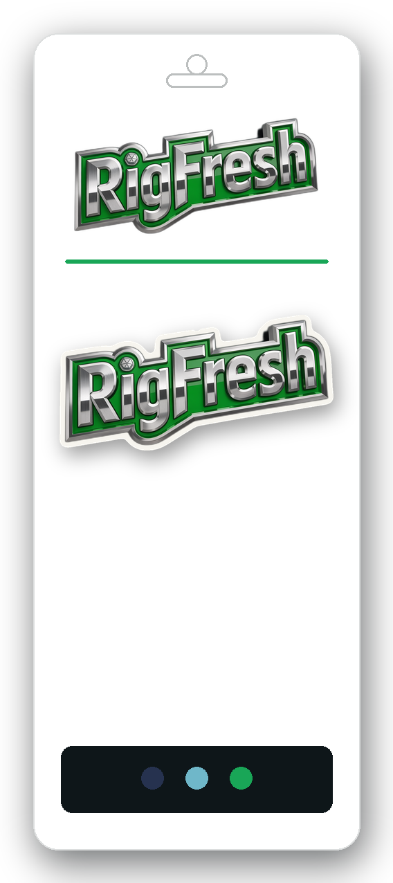 A RigFresh freshener mounted on a full retail backer card